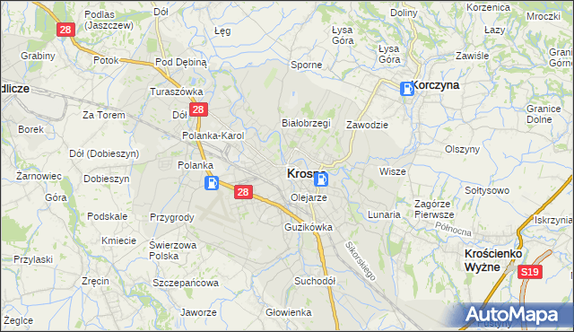 mapa Krosna, Krosno na mapie Targeo