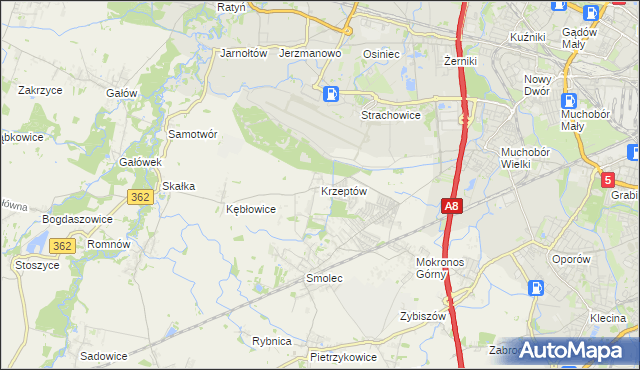mapa Krzeptów, Krzeptów na mapie Targeo