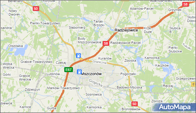 mapa Kuranów, Kuranów na mapie Targeo