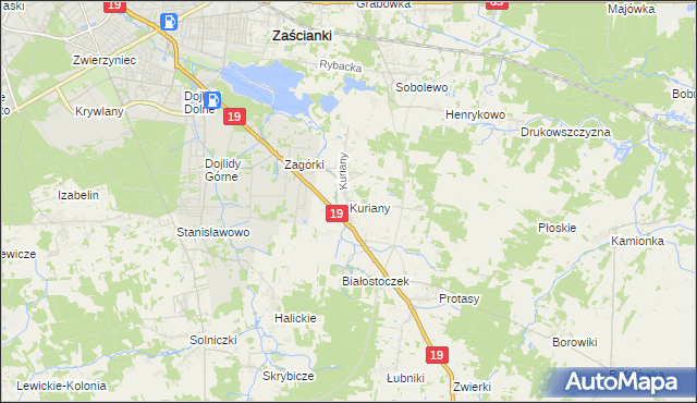 mapa Kuriany gmina Zabłudów, Kuriany gmina Zabłudów na mapie Targeo