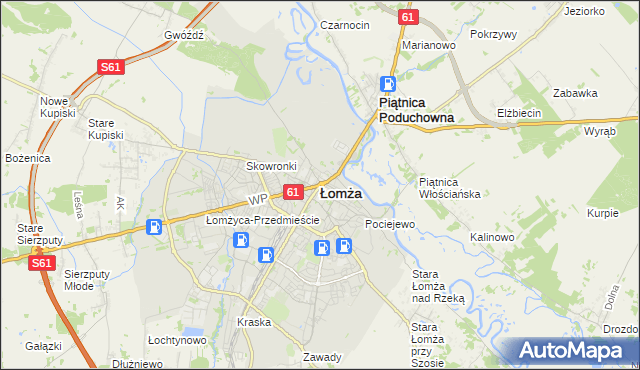 mapa Łomży, Łomża na mapie Targeo