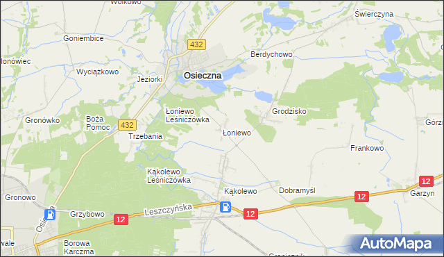 mapa Łoniewo gmina Osieczna, Łoniewo gmina Osieczna na mapie Targeo