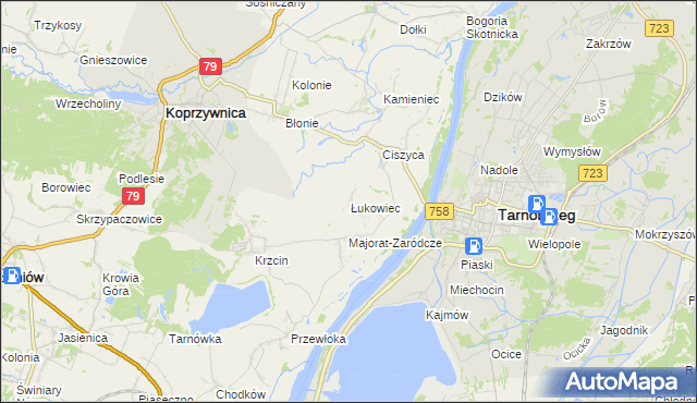 mapa Łukowiec gmina Koprzywnica, Łukowiec gmina Koprzywnica na mapie Targeo