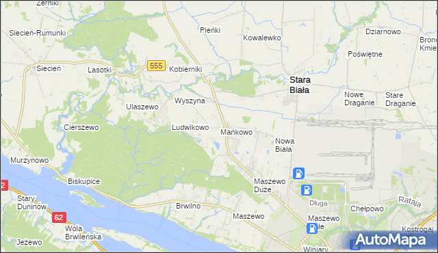 mapa Mańkowo gmina Stara Biała, Mańkowo gmina Stara Biała na mapie Targeo