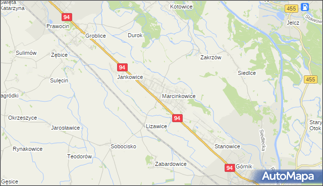 mapa Marcinkowice gmina Oława, Marcinkowice gmina Oława na mapie Targeo