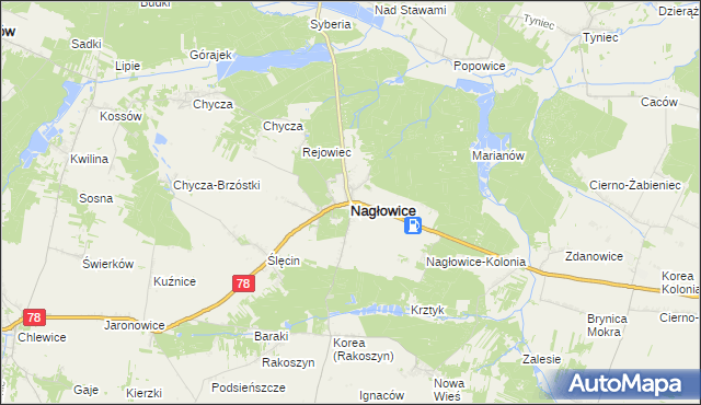 mapa Nagłowice, Nagłowice na mapie Targeo