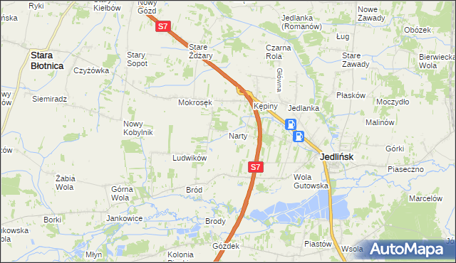mapa Narty gmina Jedlińsk, Narty gmina Jedlińsk na mapie Targeo