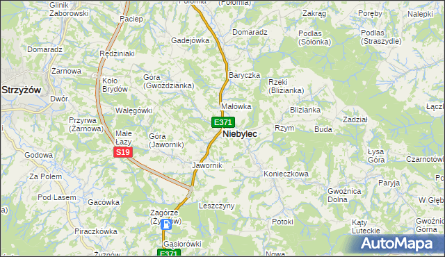 mapa Niebylec, Niebylec na mapie Targeo