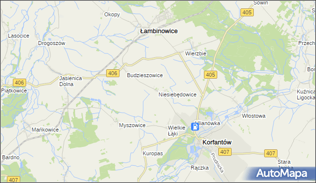 mapa Niesiebędowice, Niesiebędowice na mapie Targeo