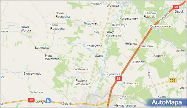 mapa Niwna, Niwna na mapie Targeo