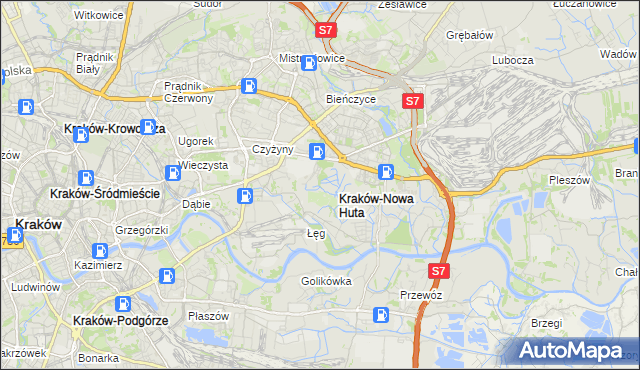 mapa Nowa Huta gmina Kraków, Nowa Huta gmina Kraków na mapie Targeo