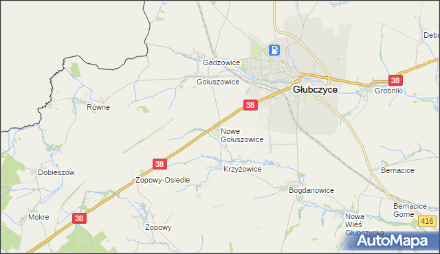 mapa Nowe Gołuszowice, Nowe Gołuszowice na mapie Targeo
