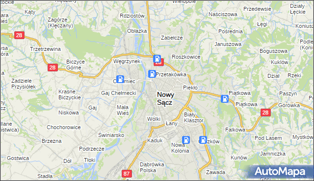 mapa Nowego Sącza, Nowy Sącz na mapie Targeo