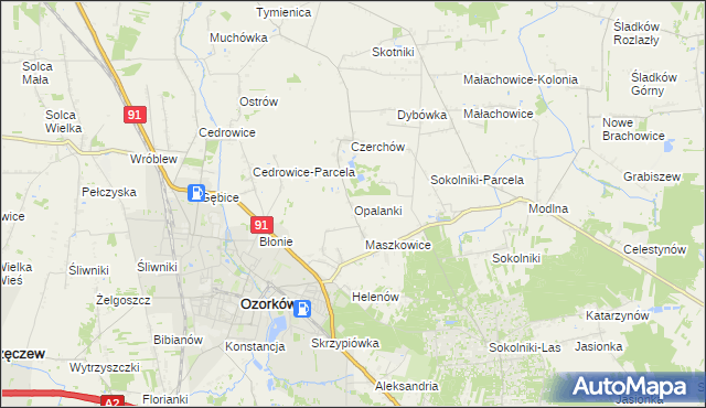 mapa Opalanki gmina Ozorków, Opalanki gmina Ozorków na mapie Targeo