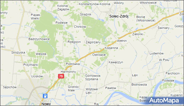 mapa Ostrowce, Ostrowce na mapie Targeo
