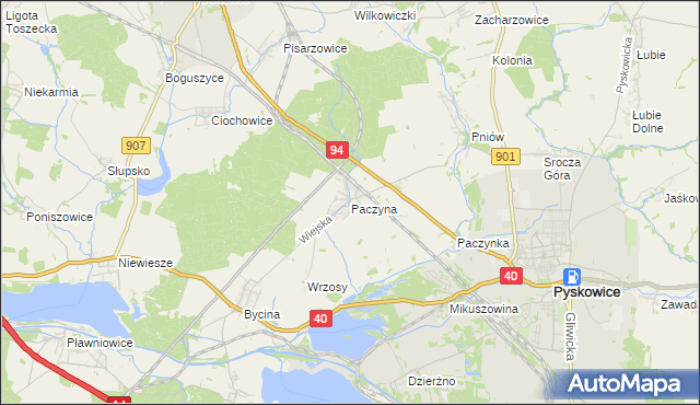 mapa Paczyna, Paczyna na mapie Targeo