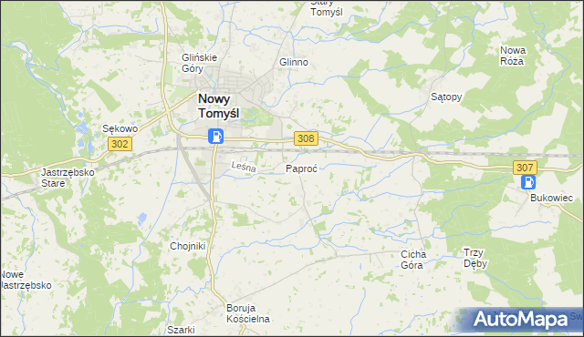 mapa Paproć, Paproć na mapie Targeo