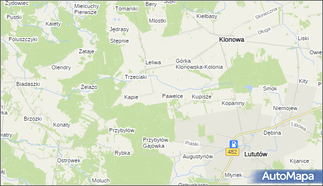 mapa Pawelce, Pawelce na mapie Targeo