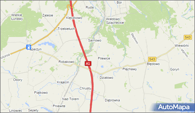mapa Pilewice, Pilewice na mapie Targeo
