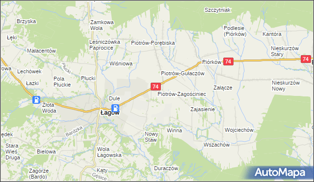 mapa Piotrów-Zagościniec, Piotrów-Zagościniec na mapie Targeo