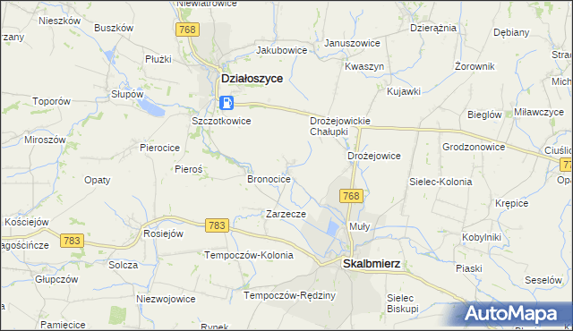 mapa Podgaje gmina Skalbmierz, Podgaje gmina Skalbmierz na mapie Targeo