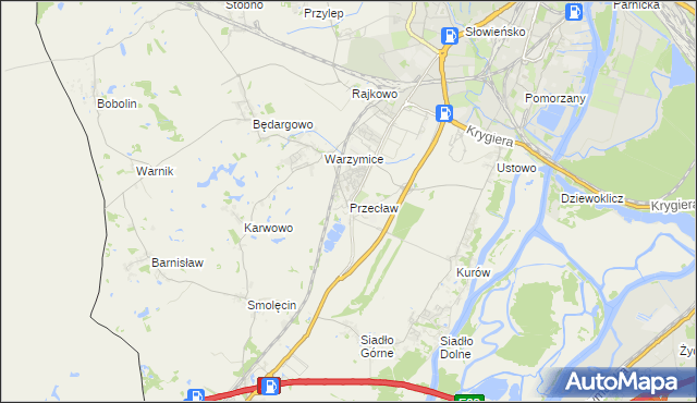 mapa Przecław gmina Kołbaskowo, Przecław gmina Kołbaskowo na mapie Targeo