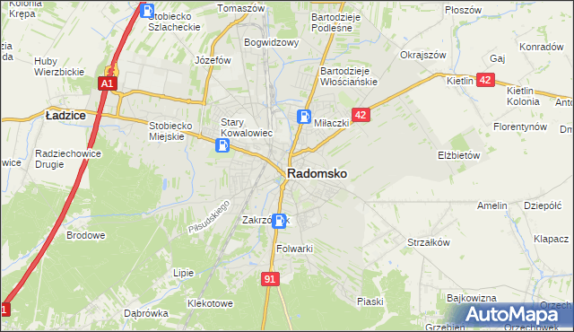mapa Radomsko, Radomsko na mapie Targeo
