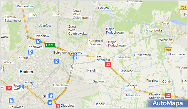mapa Rajec Szlachecki, Rajec Szlachecki na mapie Targeo