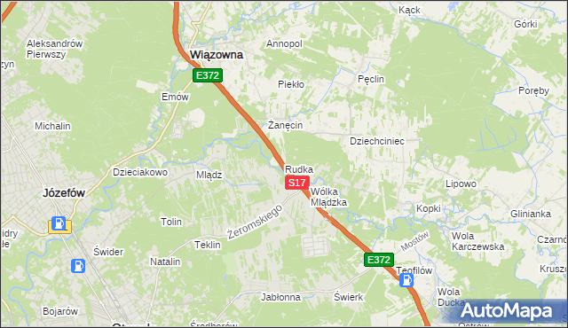 mapa Rudka gmina Wiązowna, Rudka gmina Wiązowna na mapie Targeo