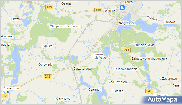 mapa Runowo Krajeńskie, Runowo Krajeńskie na mapie Targeo