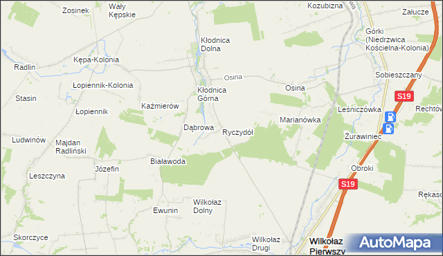 mapa Ryczydół, Ryczydół na mapie Targeo
