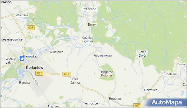 mapa Rzymkowice, Rzymkowice na mapie Targeo