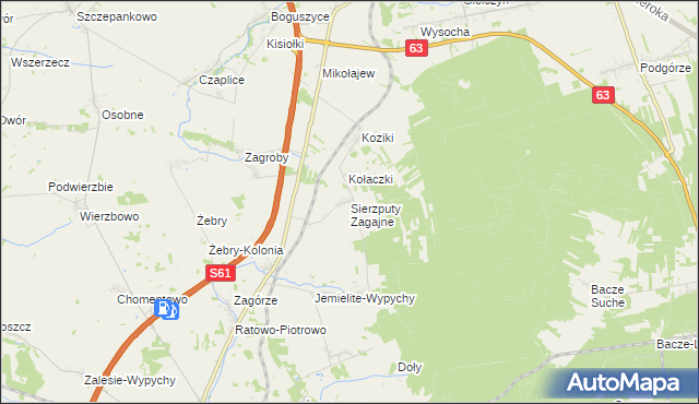 mapa Sierzputy Zagajne, Sierzputy Zagajne na mapie Targeo