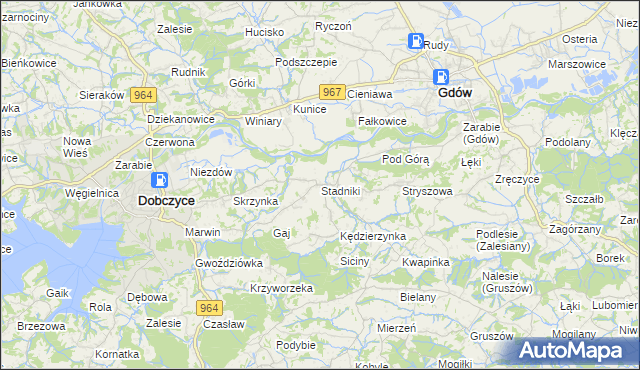 mapa Stadniki gmina Dobczyce, Stadniki gmina Dobczyce na mapie Targeo
