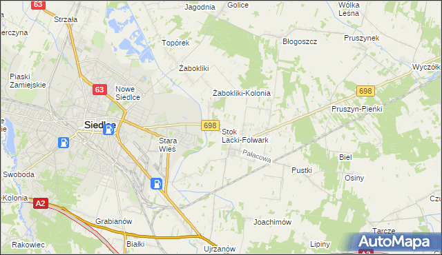mapa Stok Lacki-Folwark, Stok Lacki-Folwark na mapie Targeo