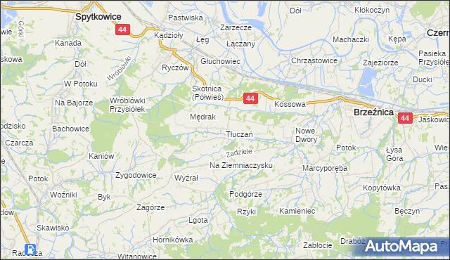 mapa Tłuczań, Tłuczań na mapie Targeo
