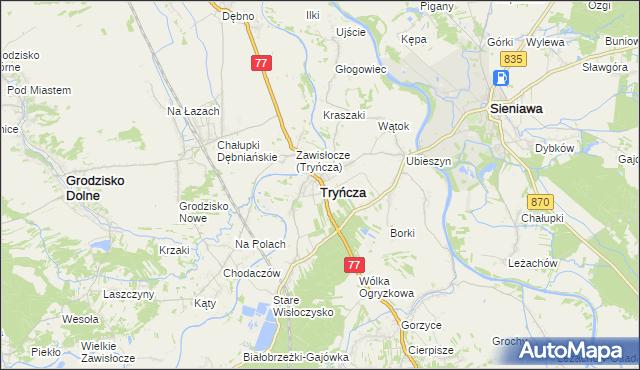 mapa Tryńcza, Tryńcza na mapie Targeo
