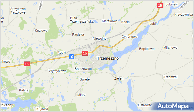 mapa Trzemeszno powiat gnieźnieński, Trzemeszno powiat gnieźnieński na mapie Targeo