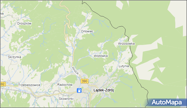 mapa Wójtówka gmina Lądek-Zdrój, Wójtówka gmina Lądek-Zdrój na mapie Targeo
