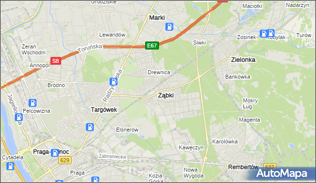 mapa Ząbki powiat wołomiński, Ząbki powiat wołomiński na mapie Targeo