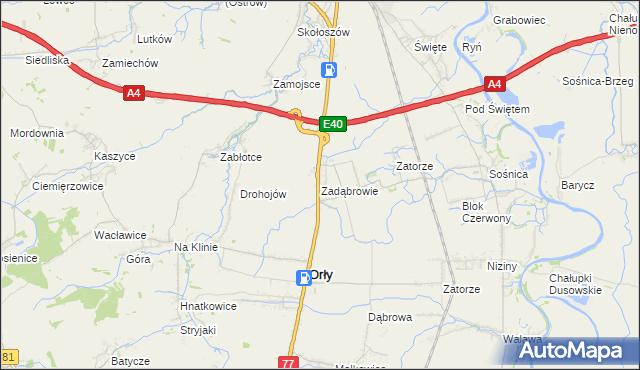 mapa Zadąbrowie gmina Orły, Zadąbrowie gmina Orły na mapie Targeo