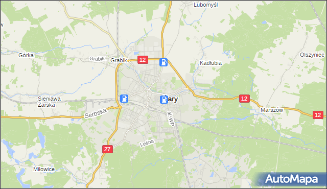 mapa Żary, Żary na mapie Targeo