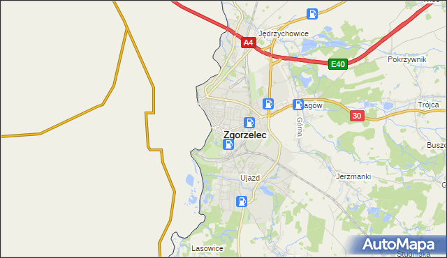 mapa Zgorzelec, Zgorzelec na mapie Targeo