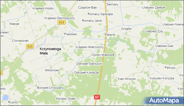 mapa Goski-Wąsosze, Goski-Wąsosze na mapie Targeo