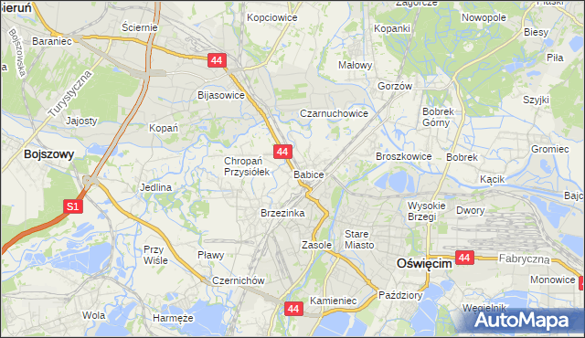 mapa Babice gmina Oświęcim, Babice gmina Oświęcim na mapie Targeo