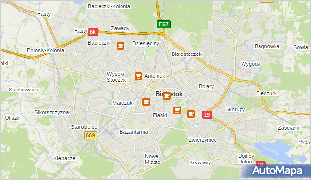 mapa Białegostoku, Białystok na mapie Targeo