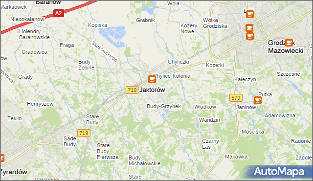 mapa Chylice gmina Jaktorów, Chylice gmina Jaktorów na mapie Targeo