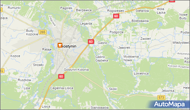 mapa Gaśno Gajówka, Gaśno Gajówka na mapie Targeo