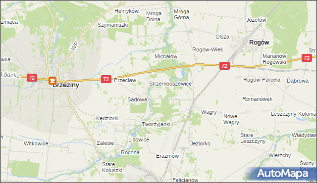 mapa Helenówka gmina Brzeziny, Helenówka gmina Brzeziny na mapie Targeo