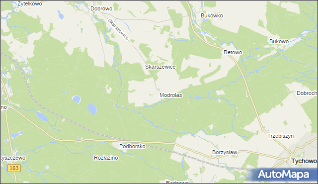 mapa Modrolas, Modrolas na mapie Targeo